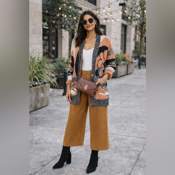 LAST CHANCE Free People August Orchid Orange Oversize Cardigan - Picture 3 of 8